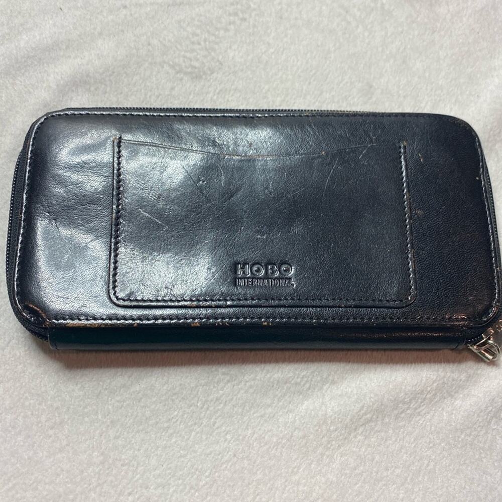 HOBO Black Leather Zip-Around Wallet